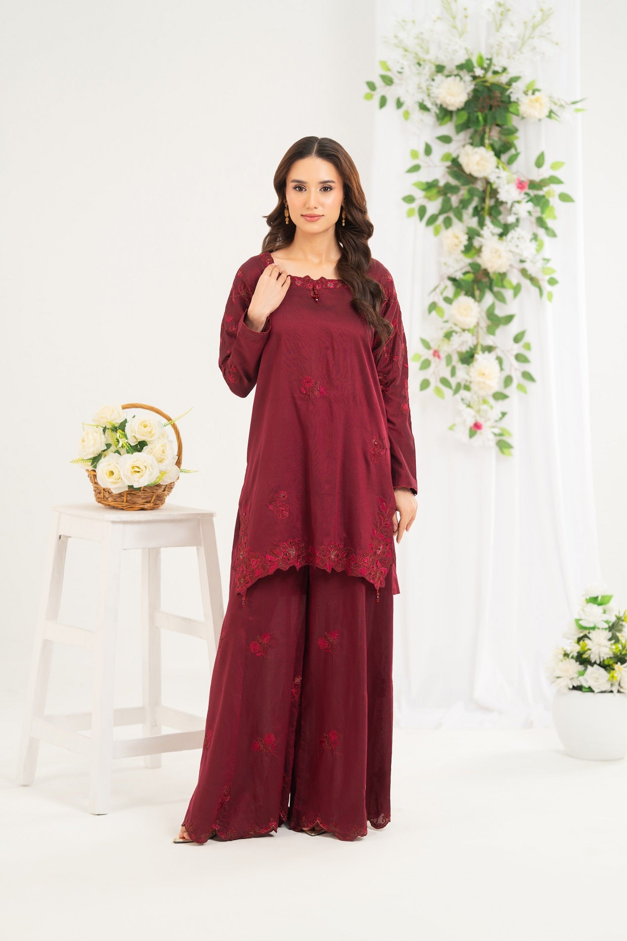 NF-6597 Maroon Silk 2PC Stitched