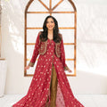 NF-6396 Maroon Jacquard Stitched Frock