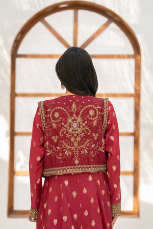 NF-6396 Maroon Jacquard Stitched Frock