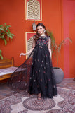 NF-6601 Black Net Frock Stitched Dress
