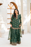 NF-6394 Bottle Green Shirt Gharara Stitched
