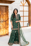 NF-6394 Bottle Green Shirt Gharara Stitched
