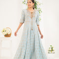 NF-6479 Ferozi Jacquard Stitched frock