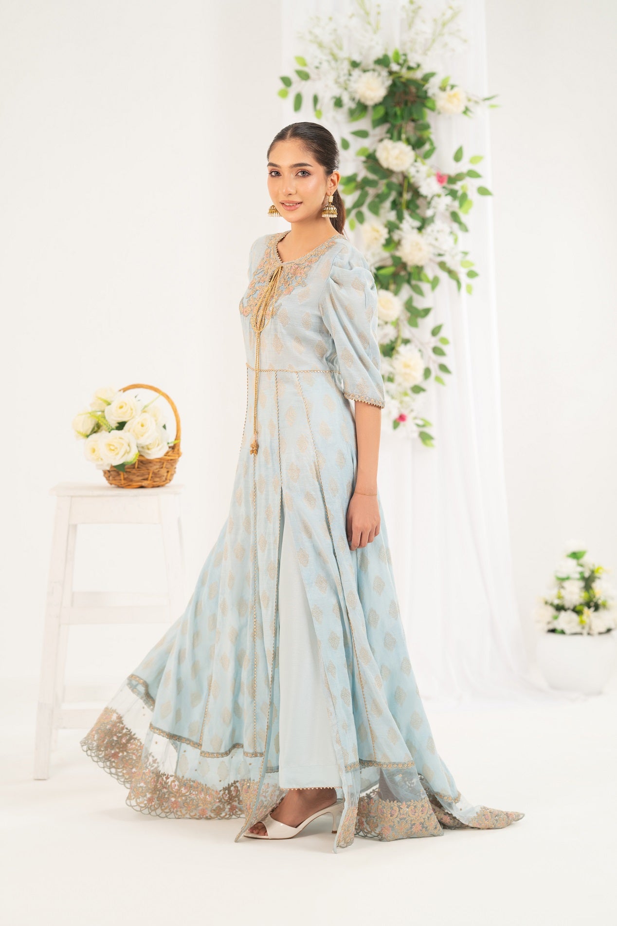 NF-6479 Ferozi Jacquard Stitched frock