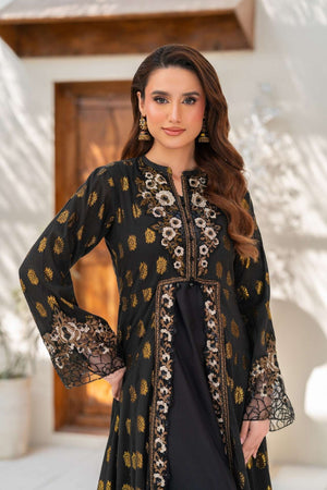 NF-6454 Black Jacquard Stitched Dress