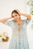 NF-6479 Ferozi Jacquard Stitched frock