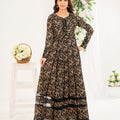 NF-6747 Beige Black Printed Frock