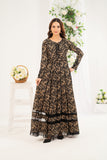 NF-6747 Beige Black Printed Frock
