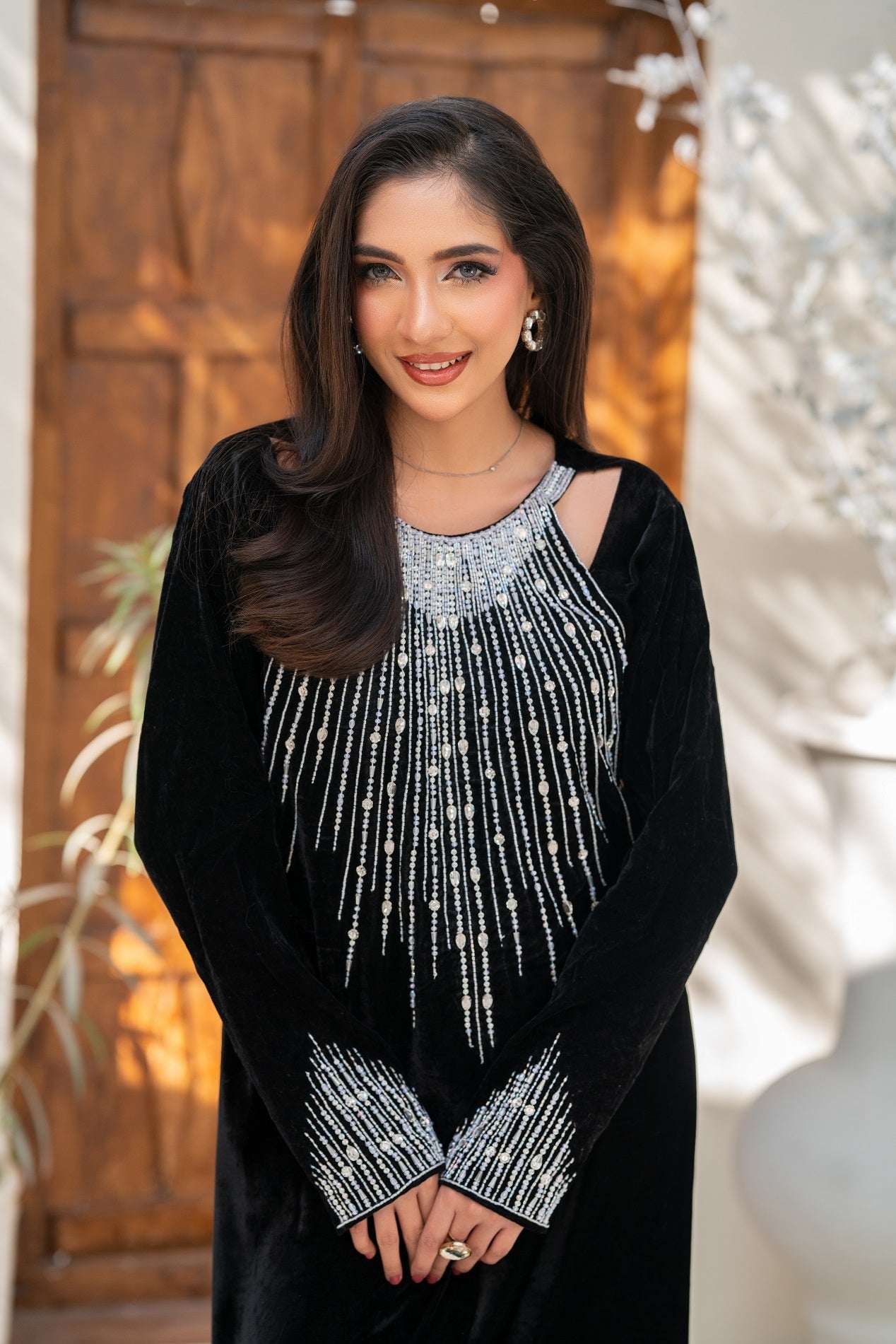 NF-Black Velvet Luxe Pret Dress