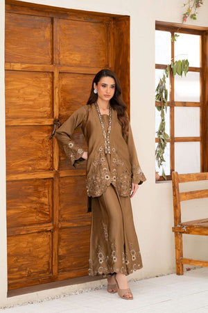 NF-6623 Mehndi Silk Stitched 2Pc Suit