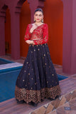 NF-6516 Black Maroon Stitched Lehnga Choli
