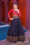 NF-6516 Black Maroon Stitched Lehnga Choli
