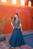 NF-6600 Sea Green Peplum Shirt & Lehnga Suit