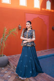 NF-6600 Sea Green Peplum Shirt & Lehnga Suit