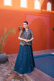 NF-6600 Sea Green Peplum Shirt & Lehnga Suit