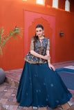 NF-6600 Sea Green Peplum Shirt & Lehnga Suit
