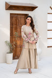 NF-6704 Beige Silk 2Pc Stitched Dress