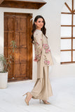 NF-6704 Beige Silk 2Pc Stitched Dress
