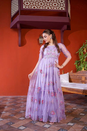 NF-6376 Lilic Net Stitched Dress