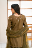 NF-6386 Olive Silk 2PC Stitched Suit
