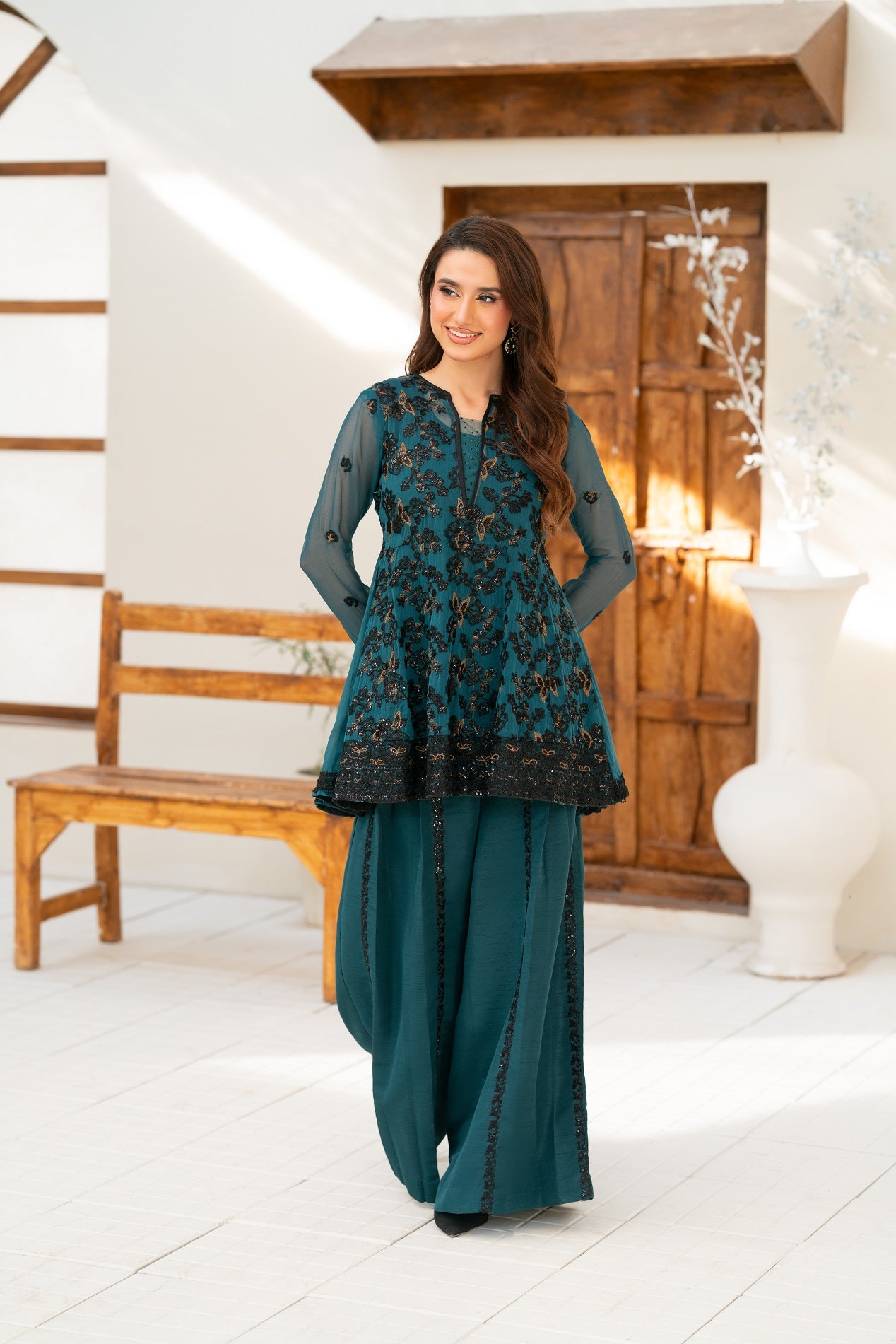 NF-6441 Green Chiffon Stitched 2PC