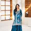 NF-6804 Electric Blue Silk 2Pc Stitched Suit