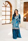 NF-6804 Electric Blue Silk 2Pc Stitched Suit