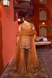 NF-5987 Golden Shirt Gharara Stitched Dress