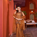 NF-5987 Golden Shirt Gharara Stitched Dress