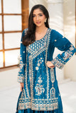 NF-6804 Electric Blue Silk 2Pc Stitched Suit