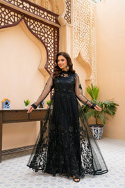 NF-6525 Black Net Stitched Dress