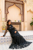NF-6525 Black Net Stitched Dress