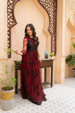 NF-2836 Maroon Net Stitched Dress