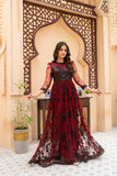 NF-2836 Maroon Net Stitched Dress