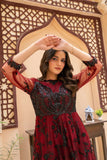 NF-2836 Maroon Net Stitched Dress