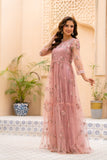NF-5965 Peach Net Summer Stitched Dress