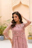 NF-5965 Peach Net Summer Stitched Dress