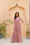 NF-5965 Peach Net Summer Stitched Dress