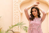 NF-5965 Peach Net Summer Stitched Dress