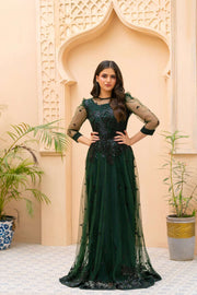 NF-6278 Green Net Stitched Frock