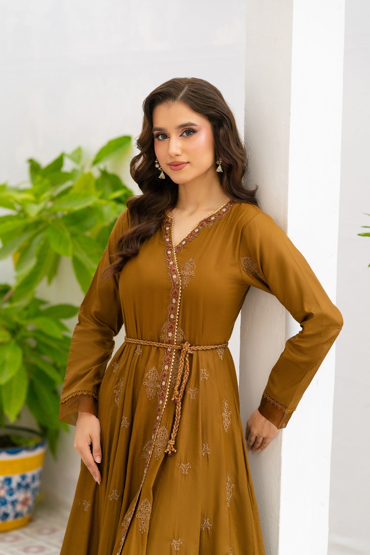 NF-16413 Brown chicken Cotton  Frock