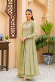 NF-6347 Pistachio Jacquard Stitched Frock