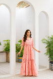 NF-6520 Pink Embroidered Summer Stitched Frock