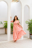 NF-6520 Pink Embroidered Summer Stitched Frock