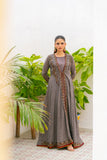 NF-6518 Grey Jacquard Coat Style Stitched Shirt