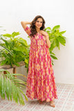 NF-394 Lilac Orange Printed Summer Stitched Frock