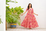 NF-394 Lilac Orange Printed Summer Stitched Frock