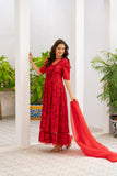 NF-6516 Red Cotton Stitched Frock