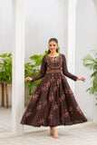 NF-5957 Brown Cotton Summer Stitched Frock