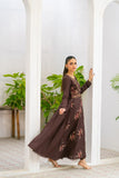 NF-5957 Brown Cotton Summer Stitched Frock
